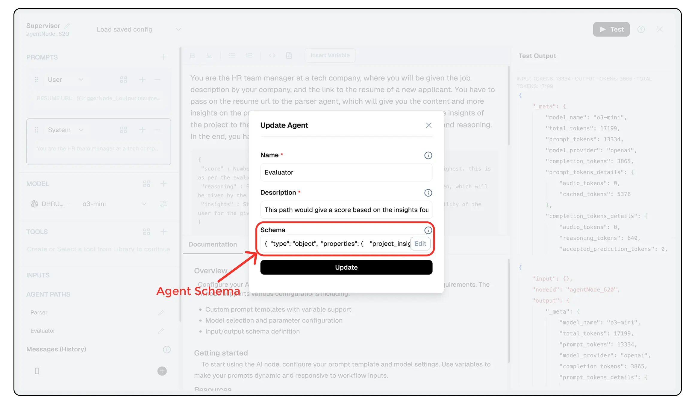 Hiring Evaluator Agent Schema Config