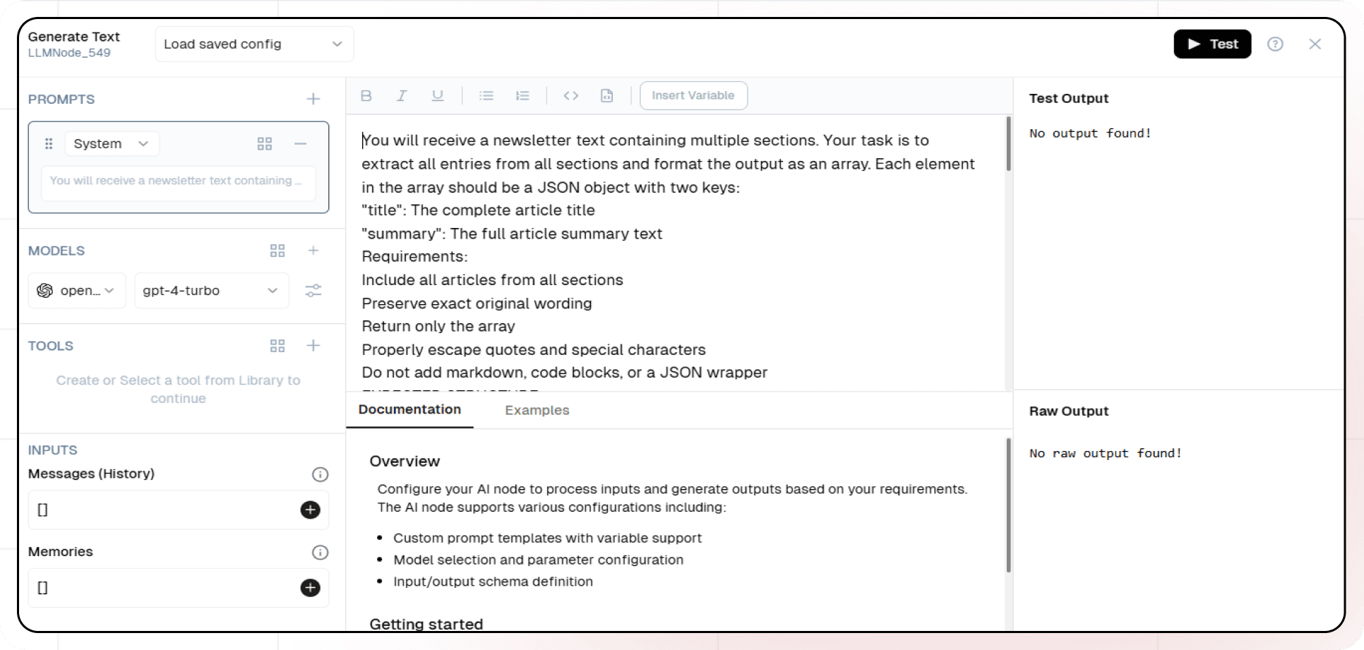 Node Text Gen Config